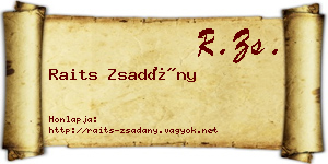 Raits Zsadány névjegykártya